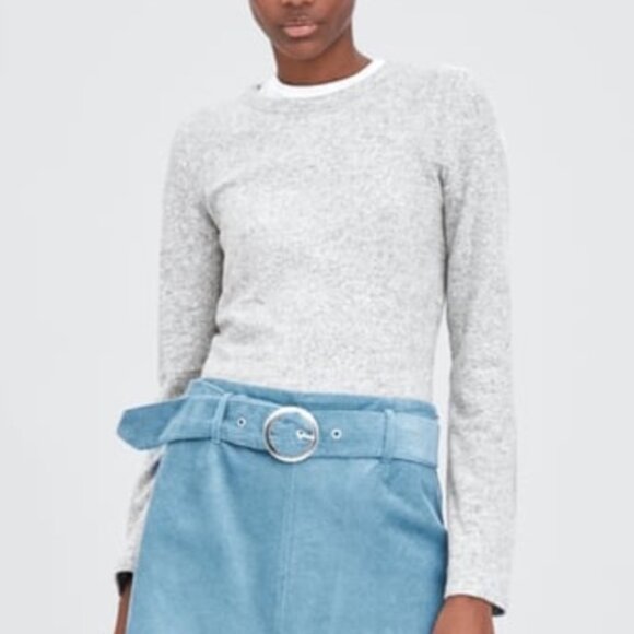 Zara Sweaters - New ZARA Boxy Fitted Crop Sweater Small Heather Gray Long Sleeve Crew Neck